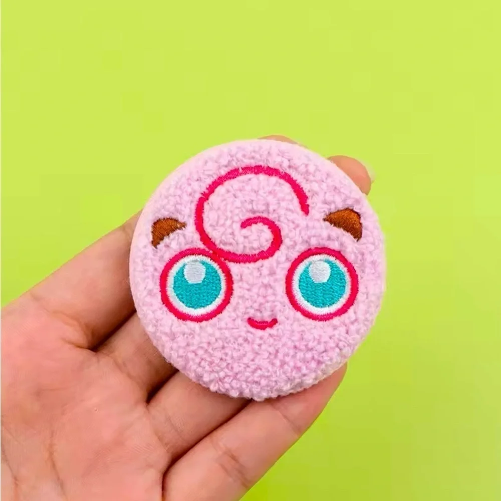 3/$33 Pokemon Character Jiggly Puff Fuzzy Texture Embroidered Button Pin Brooch